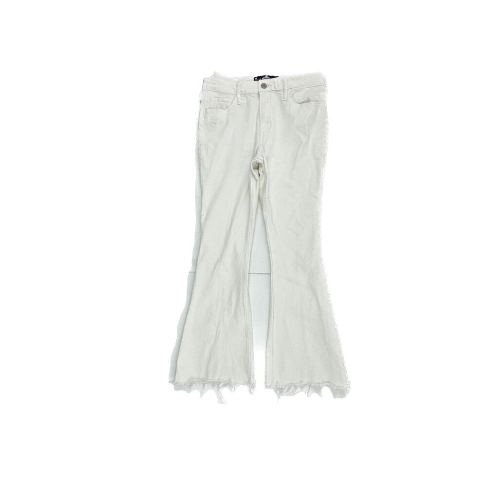 Hollister High Rise Vintage Flare Raw Hem Women's size 7 White‎ Denim Jeans
